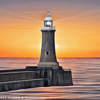 Buy canvas prints of Tynemouth Lighthouse North Pier (Digital Art) by Kevin Maughan