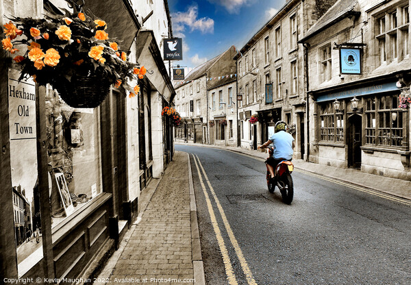Vibrant Hexham Street Scene Picture Board by Kevin Maughan