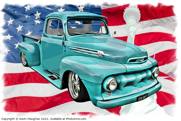 Vintage Ford F1 Pickup in Digital Art Picture Board by Kevin Maughan
