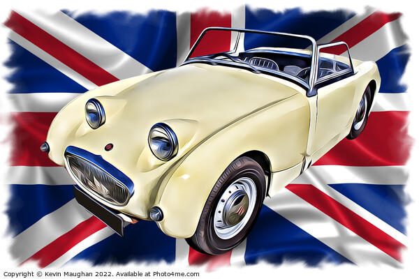 Vintage Cream Austin Healey Sprite Picture Board by Kevin Maughan