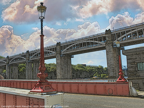 High Level Bridge Newcastle (Sketch Style Image) Picture Board by Kevin Maughan