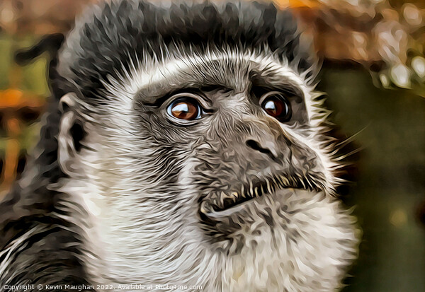 Majestic Colobus Monkey in a Digital Art Masterpie Picture Board by Kevin Maughan