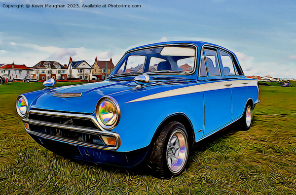 Blue Classic Ford Cortina Picture Board by Kevin Maughan