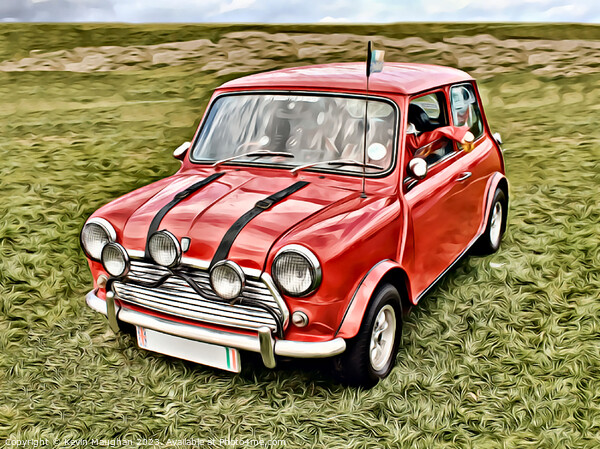 The Iconic Red Mini: The Italian Job Replica Picture Board by Kevin Maughan