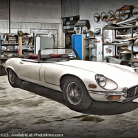 Buy canvas prints of Stylish, Vintage 1974 E-Type Jaguar Sketch by Kevin Maughan