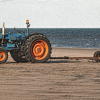 Buy canvas prints of Fordson Tractor On The Beach At Seaton Deleval Nor by Kevin Maughan