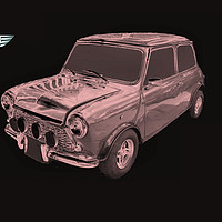 Buy canvas prints of Austin Mini 1987 Chrome Effect by Kevin Maughan