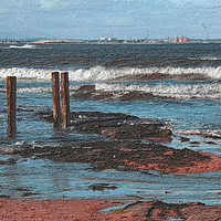 Buy canvas prints of The Sea At Whitley Bay Near The Lighthouse by Kevin Maughan