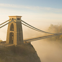 Buy canvas prints of Clifton Suspension Bridge, Fog, Bristol, England by Tony Howell