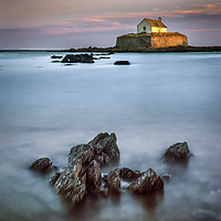 Buy canvas prints of St Cwyfan's Church in the Sea, Anglesey by David Griffiths