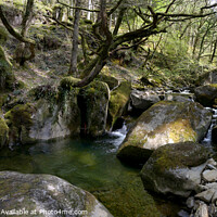 Buy canvas prints of Rocky Stream, Artist Valley in Wales - Panorama  by Philip Brown
