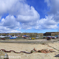 Buy canvas prints of Mousehole Harbour and Beach Panorama by Philip Brown