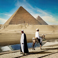 Buy canvas prints of 100 year old Egyptian photo, Pyramid of Giza. by Philip Brown
