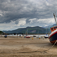 Buy canvas prints of Boats around Barmouth Harbour_Panorama by Philip Brown