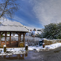 Buy canvas prints of The Village of Badger in Winters Snow - Panorama by Philip Brown