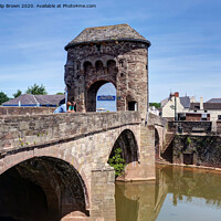Buy canvas prints of Monmouth 13th Century Bridge and Gate, Wales - Colour Version by Philip Brown