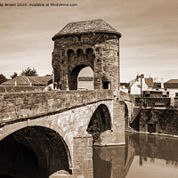 Buy canvas prints of Monmouth 13th Century Bridge and Gate, Wales - Sep by Philip Brown