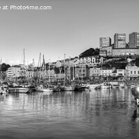 Buy canvas prints of Torquay Harbor, Devon, Panorama B&W by Philip Brown