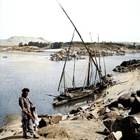 Buy canvas prints of 100 Year old Egyptian Photo, The Elephantine Island,, Colorized by Philip Brown