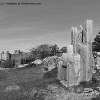 Buy canvas prints of Harlech Castle Panorama, B&W by Philip Brown