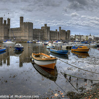 Buy canvas prints of Caernarfon Castle and Harbour - Colour Panorama by Philip Brown