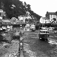 Buy canvas prints of Polperro in Cornwall, around 1988 - B&W by Philip Brown