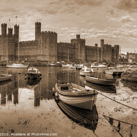 Buy canvas prints of Caernarfon Castle and Harbour Panorama by Philip Brown