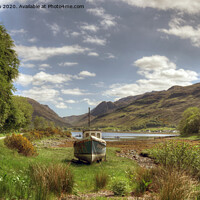 Buy canvas prints of Boat near mountain road and lake in Scotland by Philip Brown