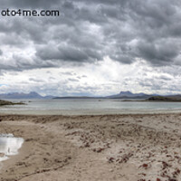 Buy canvas prints of Mellon Udrigle Beach, Low shot looking towards Mountains by Philip Brown