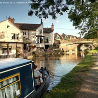 Buy canvas prints of Narrowboat and Pub on Canal in Gnosall, Staffordsh by Philip Brown