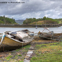 Buy canvas prints of Old derelict boats at Badachro, Scotland, Panorama by Philip Brown