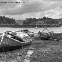 Buy canvas prints of Old derelict boats at Badachro, Scotland, Panorama by Philip Brown