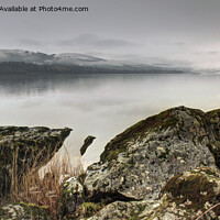 Buy canvas prints of Misty Lake over rocks in Wales, Panorama by Philip Brown