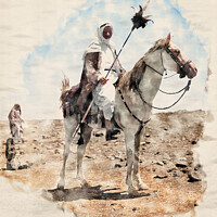Buy canvas prints of Bedouin man mounted on horse, Egypt, 1898 Watercol by Philip Brown