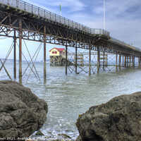 Buy canvas prints of Mumbles Pier from Rocks Below by Philip Brown