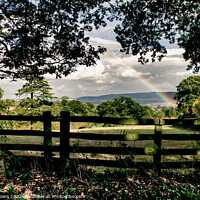Buy canvas prints of Rainbow over the fence & through the trees by Philip Brown