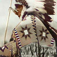 Buy canvas prints of 1899 Tribal Chief with Headdress, Restored & Color by Philip Brown