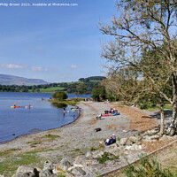 Buy canvas prints of Bala lake Gravely Beach in Wales by Philip Brown