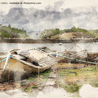 Buy canvas prints of Old derelict boats at Badachro in Scotland by Philip Brown