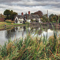 Buy canvas prints of The Thatched Cottage by Pool by Philip Brown
