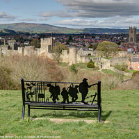 Buy canvas prints of Overlooking The lovely town of Ludlow in Shropshire through a World war 1 monument bench - Landscape by Philip Brown