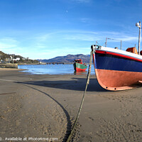Buy canvas prints of Boats on Beach and mountains, Barmouth, Wales by Philip Brown