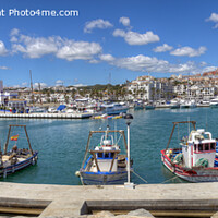 Buy canvas prints of Puerto de la Quesa Harbour in Spain - Panorama by Philip Brown