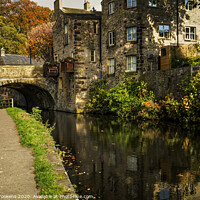 Buy canvas prints of Canalside Path and Bridge in Skipton by David Brookens