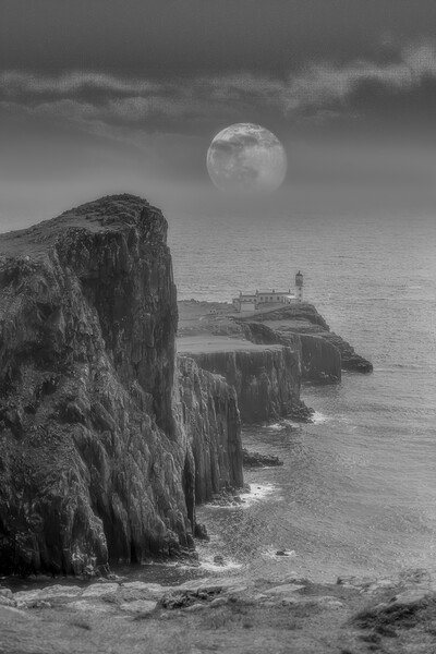 Neist Point Skye with Moon Picture Board by Duncan Loraine