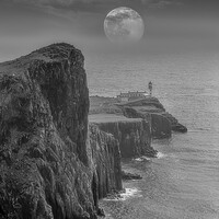 Buy canvas prints of Neist Point Skye with Moon by Duncan Loraine