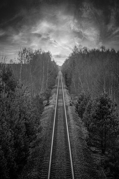 Railway Black & White Picture Board by Duncan Loraine
