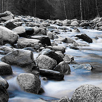 Buy canvas prints of Moving Water with a Hint of Blue by Duncan Loraine