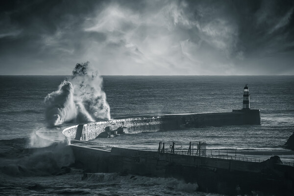 Seaham Pier in Black & White Picture Board by Duncan Loraine