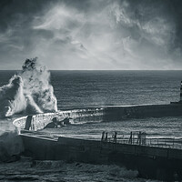 Buy canvas prints of Seaham Pier in Black & White by Duncan Loraine